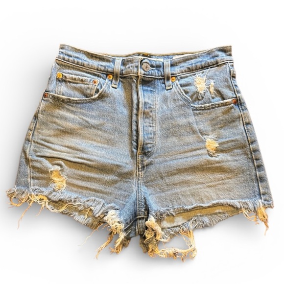 Levi's Pants - Levi’s Ribcage High Waist Distressed Denim Women’s Shorts